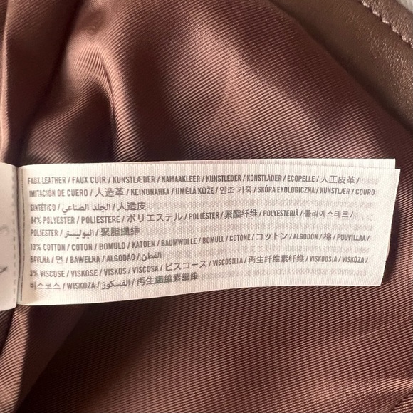 NWT Abercrombie & Fitch Vegan Leather Biker Moto Jacket Chocolate Brown Large - Picture 15 of 17